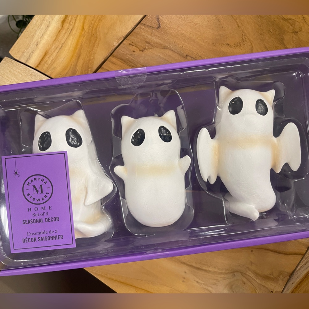 Halloween Ghost Cat Trio Viral Martha Stewart resin NWT